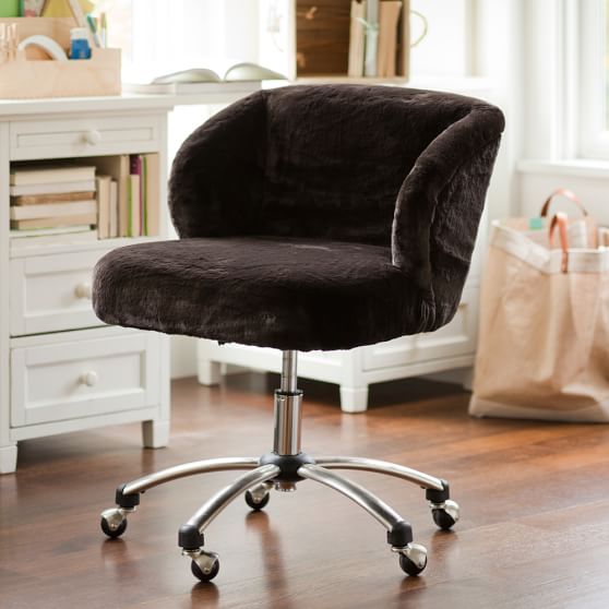 Luxe Faux Fur Wingback Desk Chair Teen Desk Chair Pottery Barn Teen