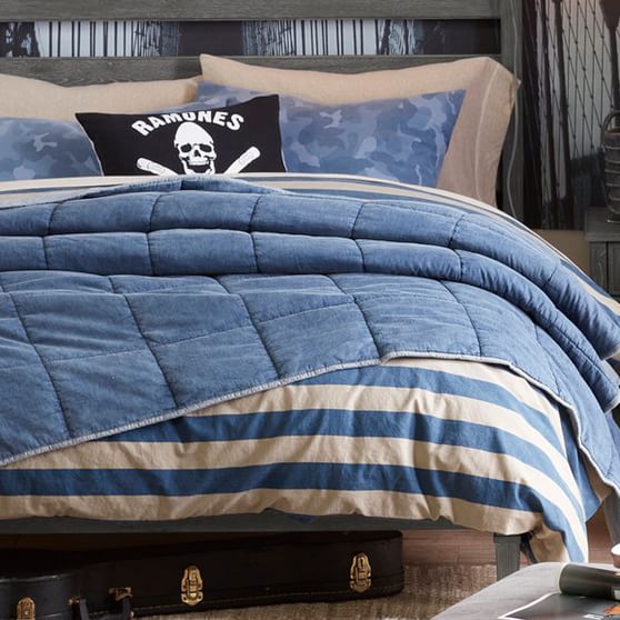 Denim Jersey Boy S Quilt Sham Pottery Barn Teen