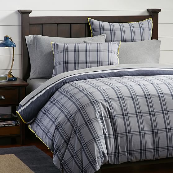 Tribeca Plaid Reversible Boy S Duvet Cover Sham Pottery Barn Teen