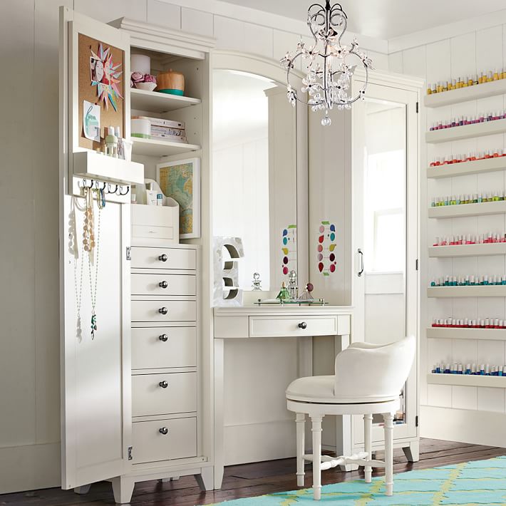 Hampton Vanity Tower Left Tower Simply White Pottery Barn Teen