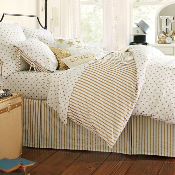 The Emily Meritt Metallic Dottie Teen Sheet Set Pottery Barn Teen
