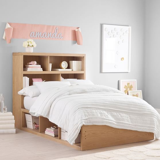 Store It 6 Cubby Teen Bed Storage Headboard Set Pottery