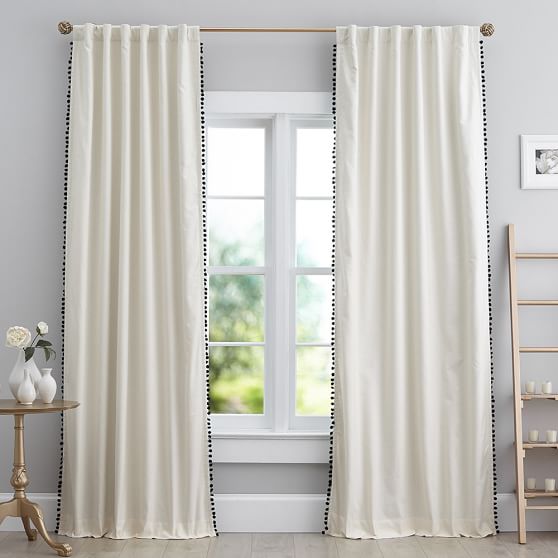 The Emily Meritt Natural Linen Pom Pom Blackout Curtain Teen