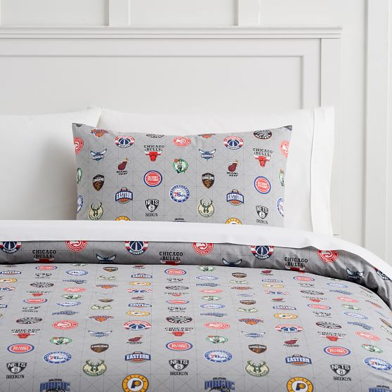 Nba Team Logos Boy S Duvet Cover Sham Pottery Barn Teen