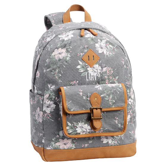 Charcoal Camilla Floral Teen Backpack Pottery Barn Teen