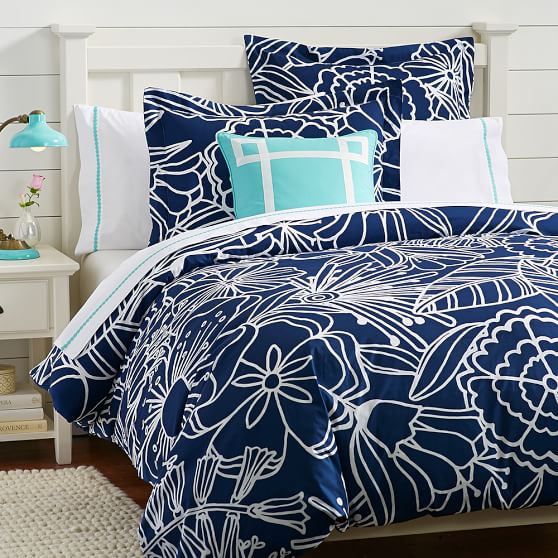 Floral Girls Duvet Cover Royal Navy Sale Pottery Barn Teen