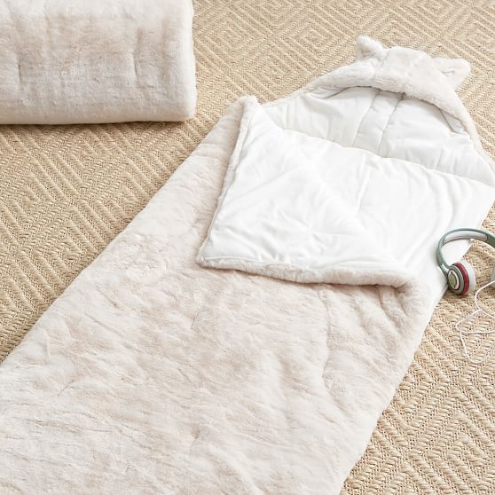 Faux Fur Girls Sleeping Bag With Hood Polar Bear Pottery Barn