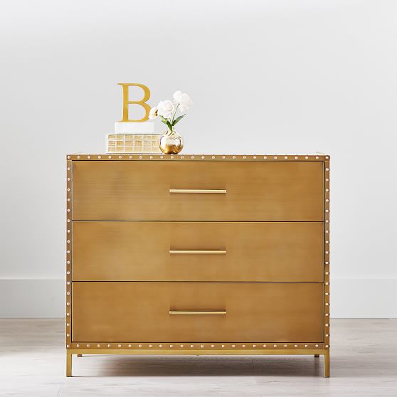 The Emily Meritt Studded Gold Teen Dresser Pottery Barn Teen