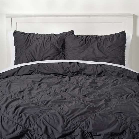 Ruched Diamond Organic Duvet Cover Girls Dorm Bedding Pottery