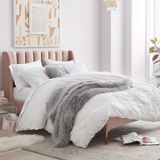 Avalon Channel Stitch Upholstered Bed Teen Bed Pottery Barn Teen