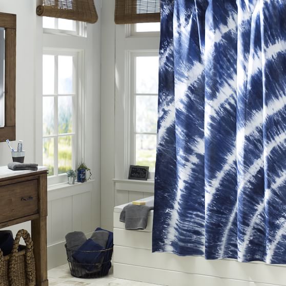 Tatum Tie Dye Shower Curtain Navy Sale Pottery Barn Teen