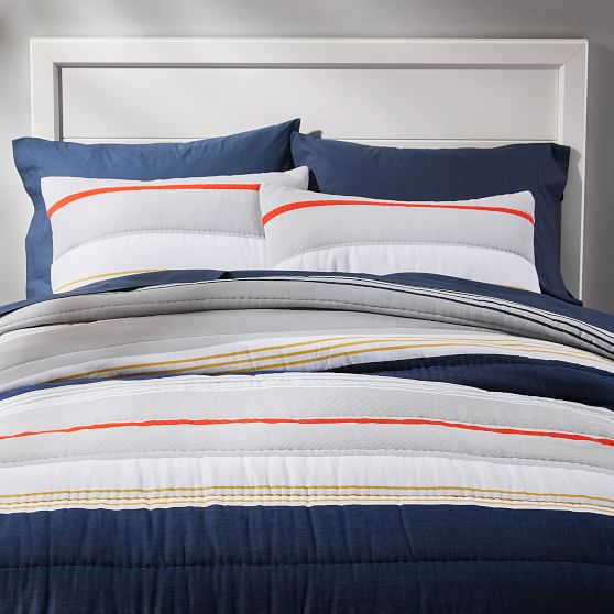 Wyatt Striped Boy's Quilt + Sham Pottery Barn Teen
