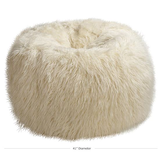 Furlicious Ivory FauxFur Bean Bag Chair Pottery Barn Teen