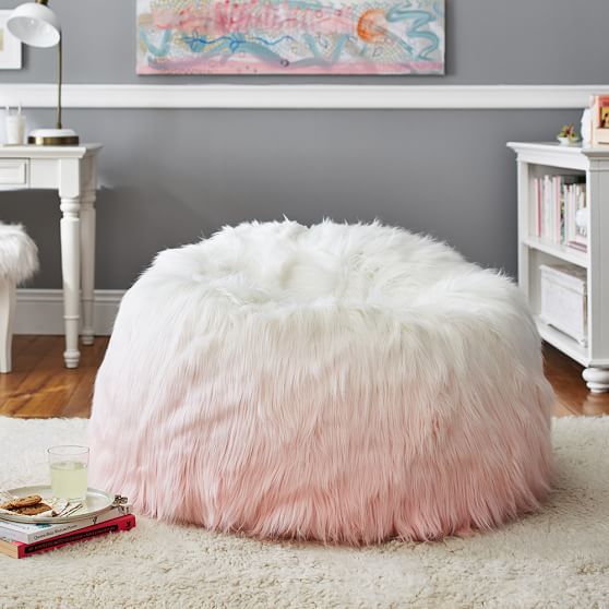 Peach Ombre Fur Rific Faux Fur Bean Bag Chair Pottery Barn Teen