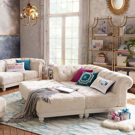 Cushy Lounge Turned Wood Base Teen Sofa Pottery Barn Teen