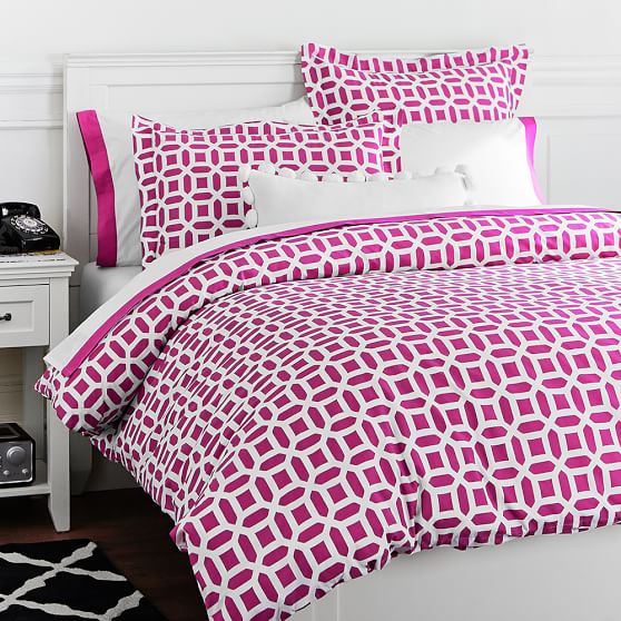 Pink Magenta Peyton Teen Duvet Cover Sham Pottery Barn Teen