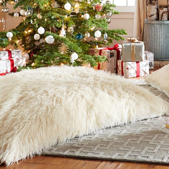 Oversized Faux Fur Floor Pillow Lounge Chair Pottery Barn Teen