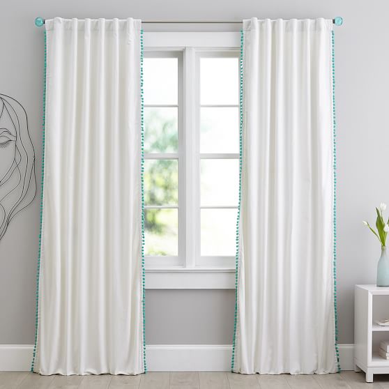 Pom Pom Blackout Curtain Teen Curtains Pottery Barn Teen
