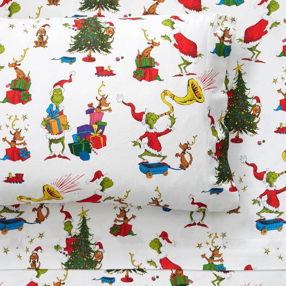 The Grinch And Max Organic Flannel Sheet Set Pottery Barn Teen