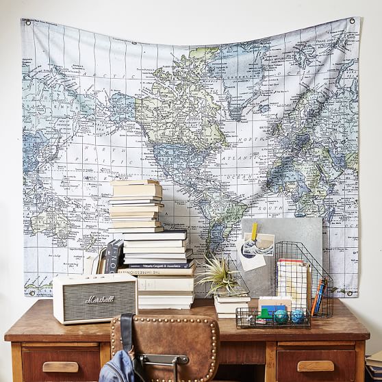 World Atlas Map Wall Mural Teen Wall Decor Pottery Barn Teen