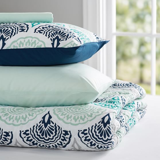 Feather Scallop Value Comforter Set Dorm Bundle Pottery Barn Teen