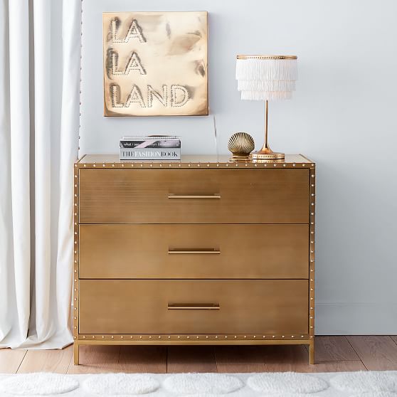 The Emily Meritt Studded Gold Teen Dresser Pottery Barn Teen