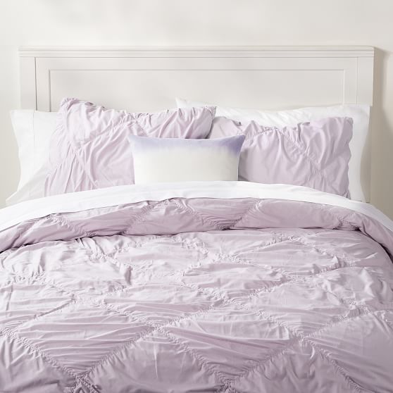 Ruched Diamond Organic Duvet Cover Girls Dorm Bedding Pottery