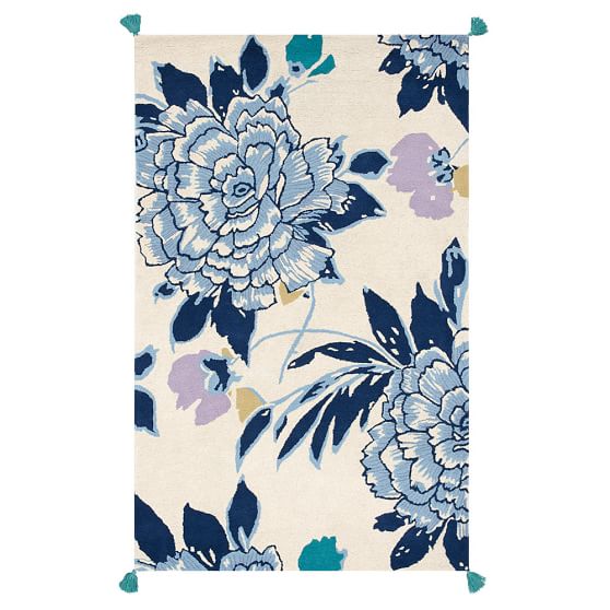 Floral Blooms Tassel Rug Teen Rug Pottery Barn Teen