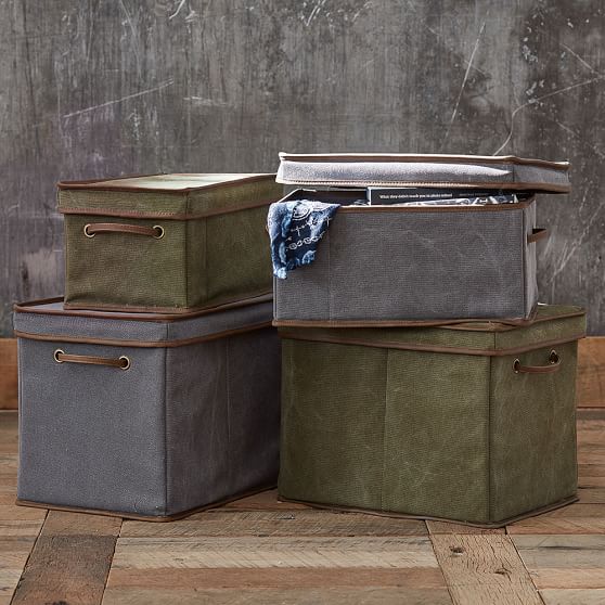 Northfield Canvas Bins Olive Sale Pottery Barn Teen