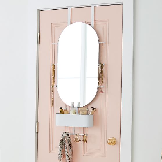 Over The Door Oval Mirror Organizer Dorm Closet Organizer