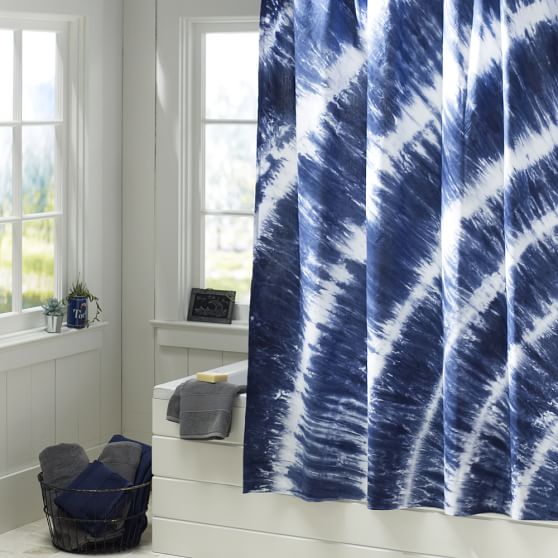 Tatum Tie Dye Shower Curtain Navy Sale Pottery Barn Teen