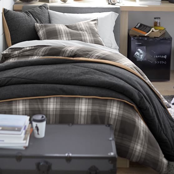 Trevor Plaid Organic College Duvet Cover Sham Pottery Barn Teen