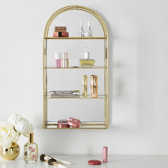 Gold Arched Curio Wall Cabinet Jewelry Storage Pottery Barn Teen