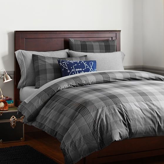 Branson Plaid Boys Duvet Cover Sham Black Sale Pottery