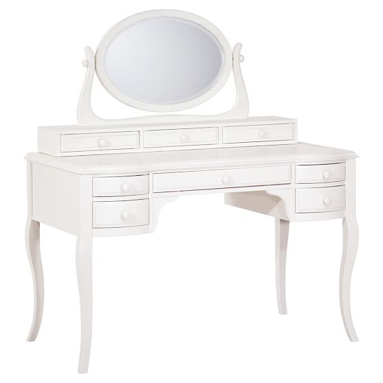 Lilac Vanity Desk & Vanity Mirror Hutch Teen Vanity Sets Pottery