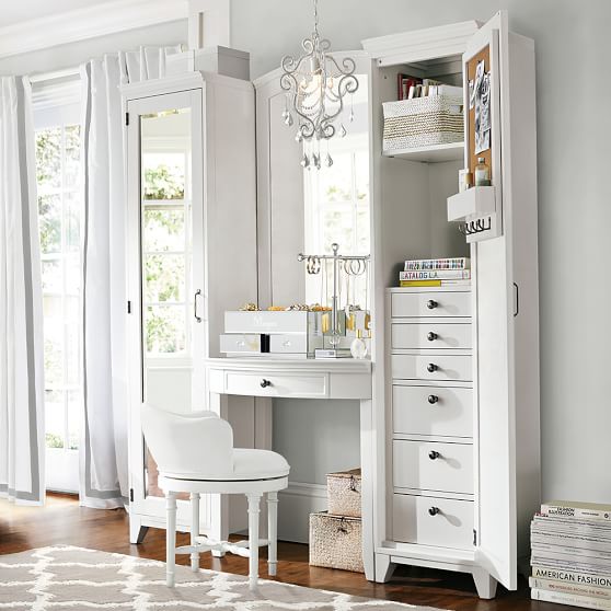 Hampton Vanity Tower Left Tower Simply White Pottery Barn Teen