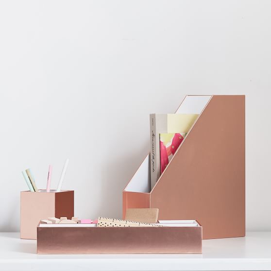 Paper Desk Accessories Rose Gold Metallic Desk Decor Pottery