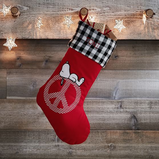 Peanuts Peace Sign Christmas Stocking Pottery Barn Teen