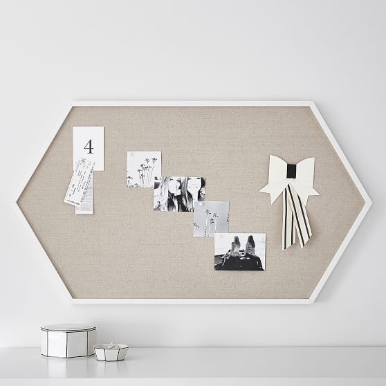 Wood Framed Hexagon Pinboard Simply White Wall Organizers
