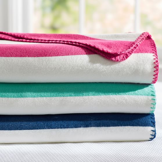 Cottage Stripe Fleece Blanket Sale Pottery Barn Teen