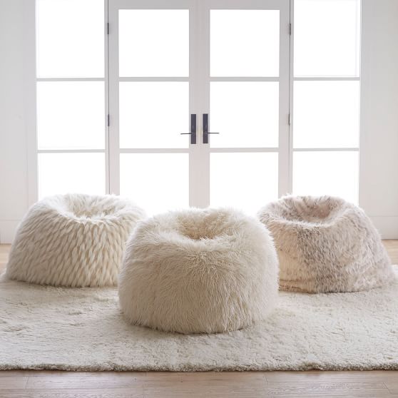 Furlicious Ivory FauxFur Bean Bag Chair Pottery Barn Teen