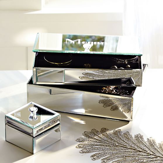 Mirrored Small Jewelry Box Storage Pottery Barn Teen Mirrored Small Jewelry Box