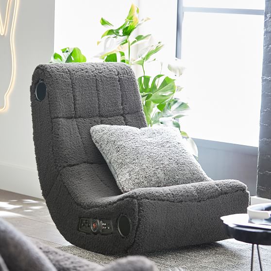 Sherpa Charcoal Modern Media Chair | Pottery Barn Teen