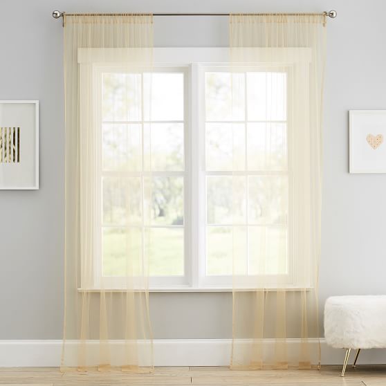 Gold Tulle Sheer Curtain Teen Curtains Pottery Barn Teen
