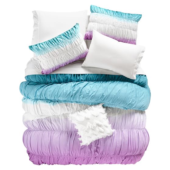 Surf Dip Dye Ruched Girls Duvet Cover Pottery Barn Teen