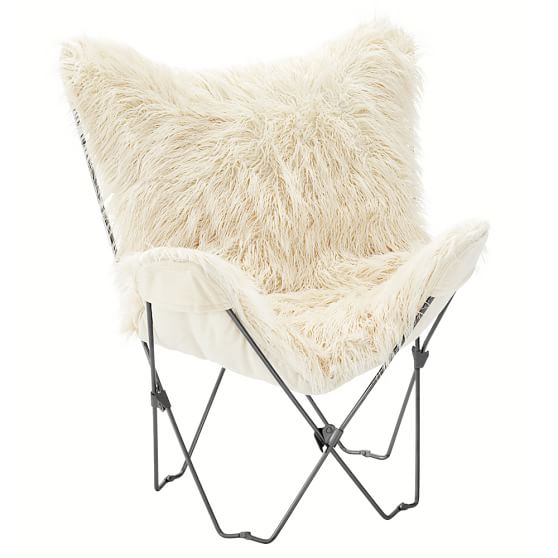 Ivory Furlicious Faux Fur Butterfly Chair Pottery Barn Teen