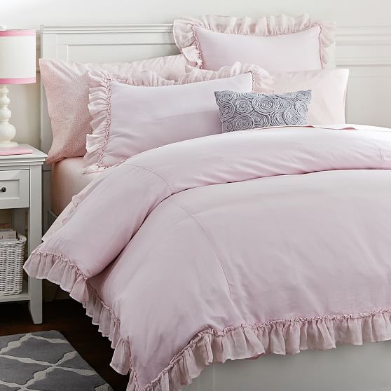 Linen Lux Girls Duvet Cover Sham Blush Sale Pottery Barn Teen