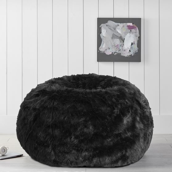 The Emily Meritt Black Faux Fur Bean Bag Chair Pottery Barn Teen