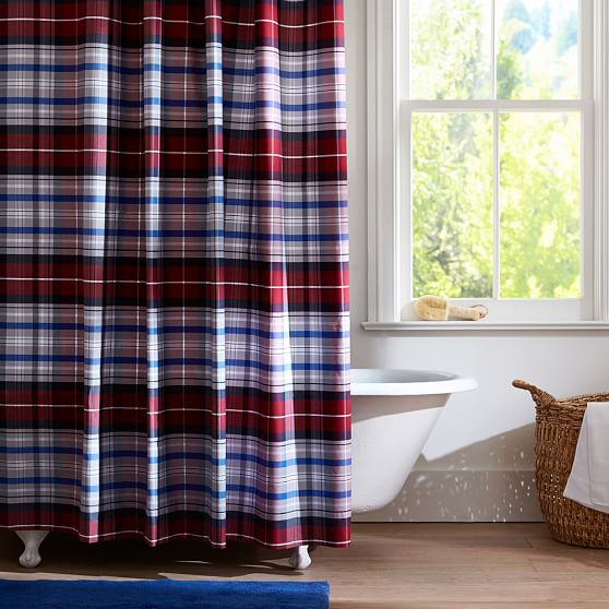 Red Portsmith Plaid Teen Shower Curtain Pottery Barn Teen