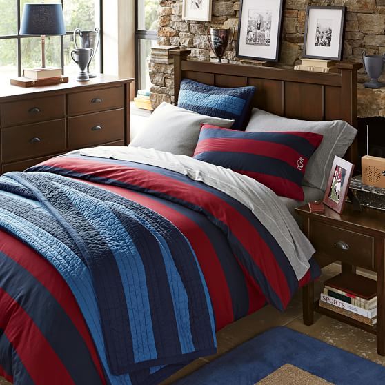 Rugby Stripe Boys Duvet Cover Sham Sale Pottery Barn Teen